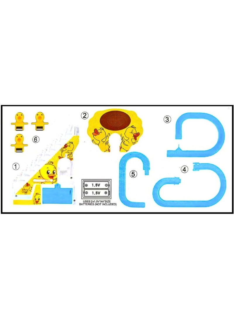 قبو سحري 3 Slide Toy, Funny Automatic Stair-Climbing Ducklings Cartoon Race Track Set Little Lovely Slide Escalator with Lights and Music_3 Duck Included - Image 3