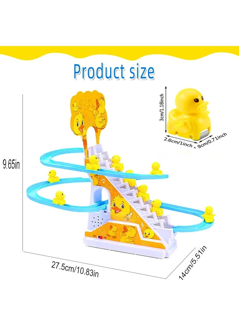 قبو سحري 3 Slide Toy, Funny Automatic Stair-Climbing Ducklings Cartoon Race Track Set Little Lovely Slide Escalator with Lights and Music_3 Duck Included - Image 4