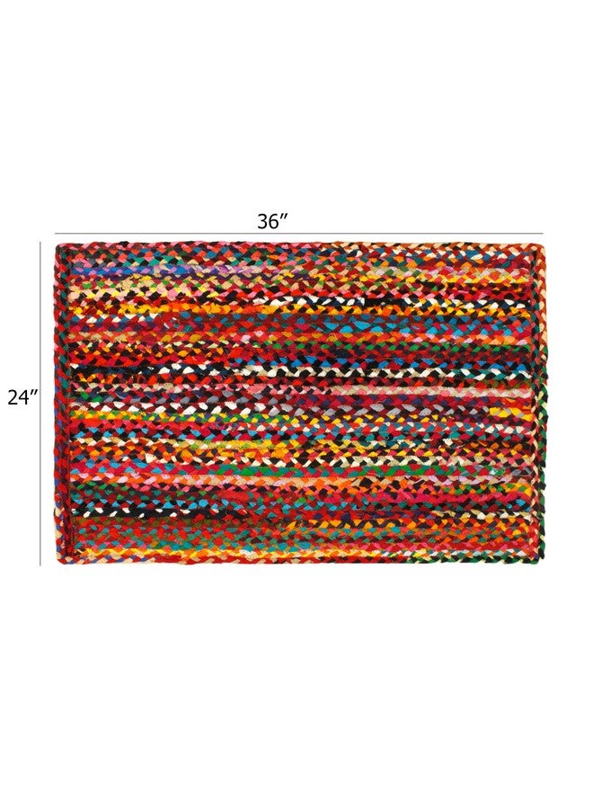 Cotton Craft Cotton Chindi Braid Rag Rug Boho Farmhouse Rustic Area Accent Throw Rug Handwoven Reversible Natural Recycled Cotton Living Room Den Study Home Décor Gift 2' X 3' Multi Color - Image 4