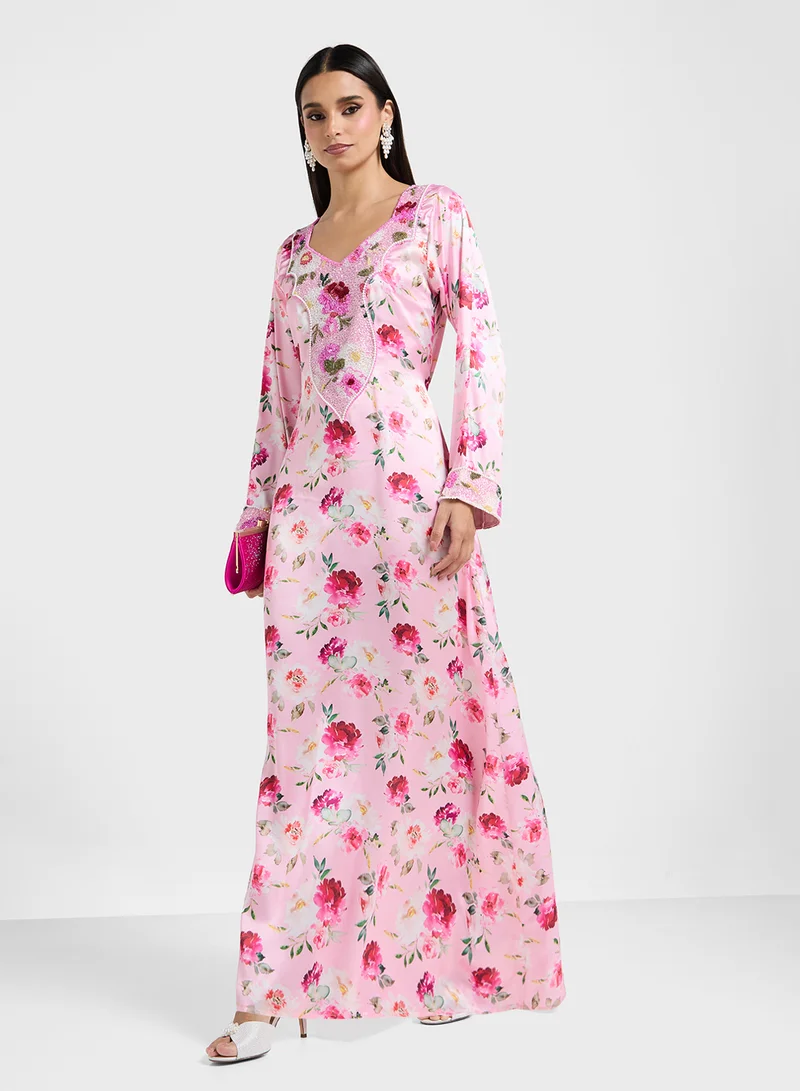ارابيان كلوزيت Embellished Belted Jalabiya