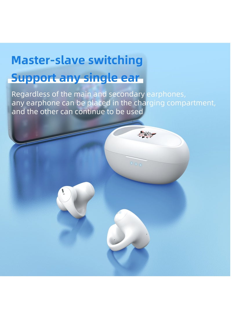 أونيكوما سماعات أذن بلوتوث لاسلكية حقيقية بمشبك للأذن، سماعات أذن رياضية تعمل بالتوصيل الهوائي مع ميكروفون لإلغاء الضوضاء أثناء المكالمات، باللون الأبيض - Image 4