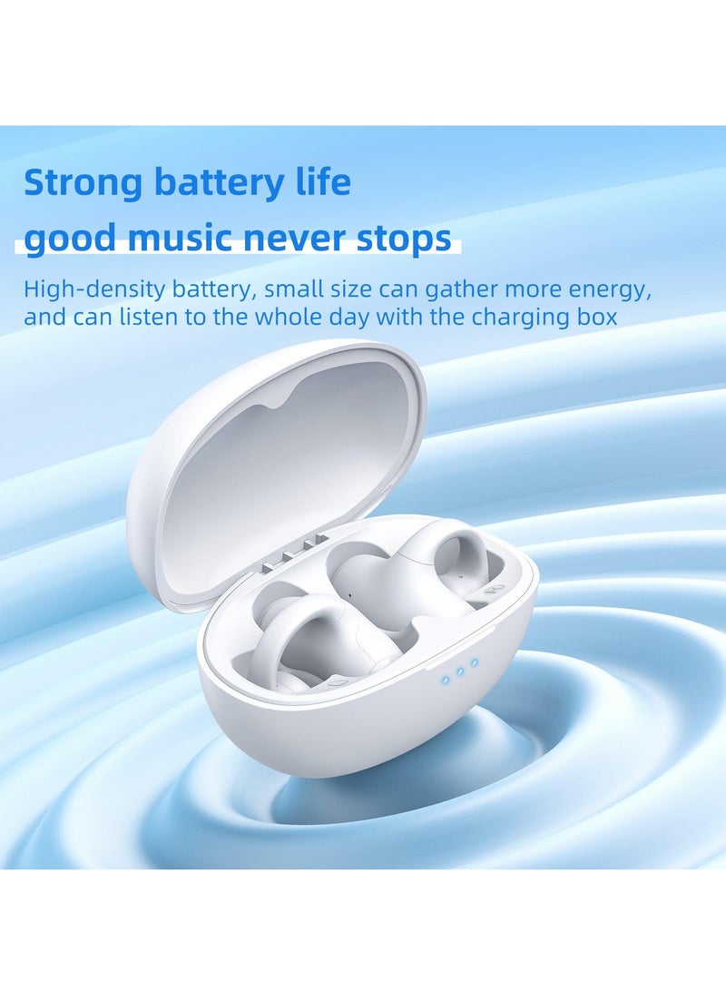 أونيكوما سماعات أذن بلوتوث لاسلكية حقيقية بمشبك للأذن، سماعات أذن رياضية تعمل بالتوصيل الهوائي مع ميكروفون لإلغاء الضوضاء أثناء المكالمات، باللون الأبيض - Image 5