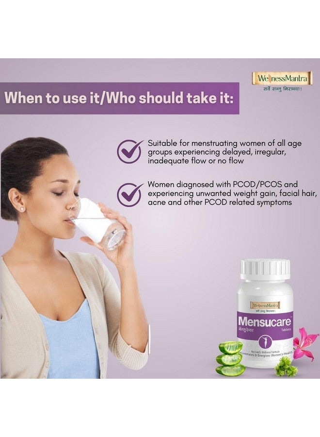 Wellness Mantra Mensucare|Ayurvedic 60 Tablets|To Regularize Menstruation|Correct Hormonal Balance, Overcome PCOD, Regularize Periods|Ashoka, Shatavari, Lodhra, Gokshuru & 24 more herbs (Pack of 1) - Image 4