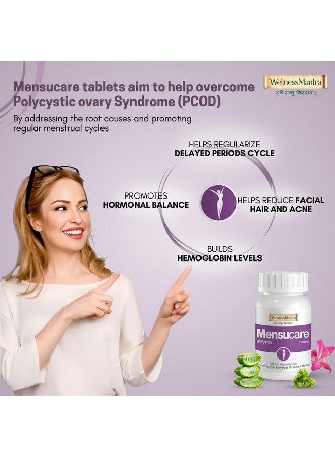 Wellness Mantra Mensucare|Ayurvedic 60 Tablets|To Regularize Menstruation|Correct Hormonal Balance, Overcome PCOD, Regularize Periods|Ashoka, Shatavari, Lodhra, Gokshuru & 24 more herbs (Pack of 1) - Image 3