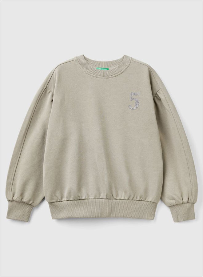 بينيتون سويتشيرت للبنات برقبة دائرية ومطبوع - Image 4