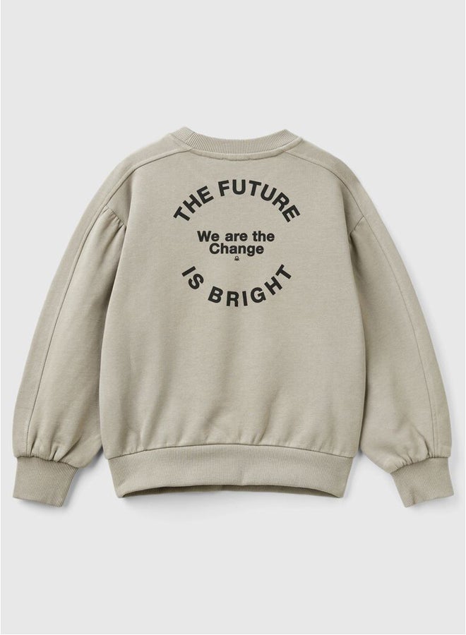 بينيتون سويتشيرت للبنات برقبة دائرية ومطبوع - Image 2