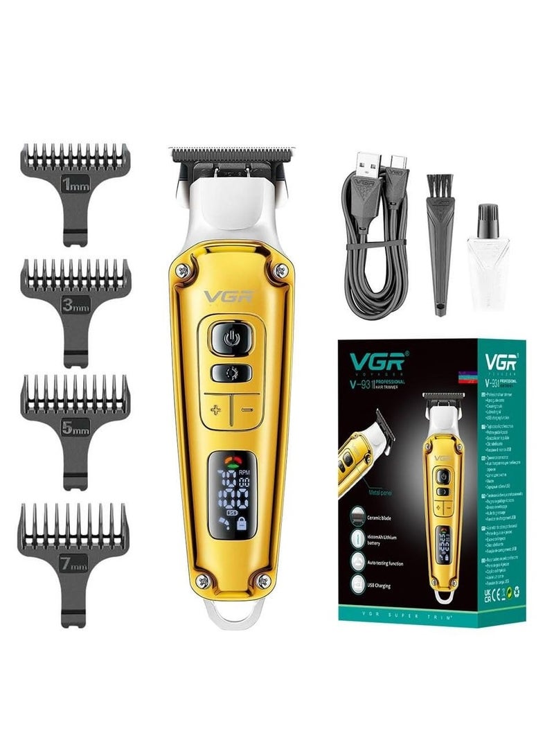 VGR V-931 Professional Hair Trimmer with Digital Display, 5500-7000RPM Button, Ceramic & Powder Metallurgic Blade,4 Cutting Combs, 240min Runtime,1600mAh Lithium Battery - Image 1