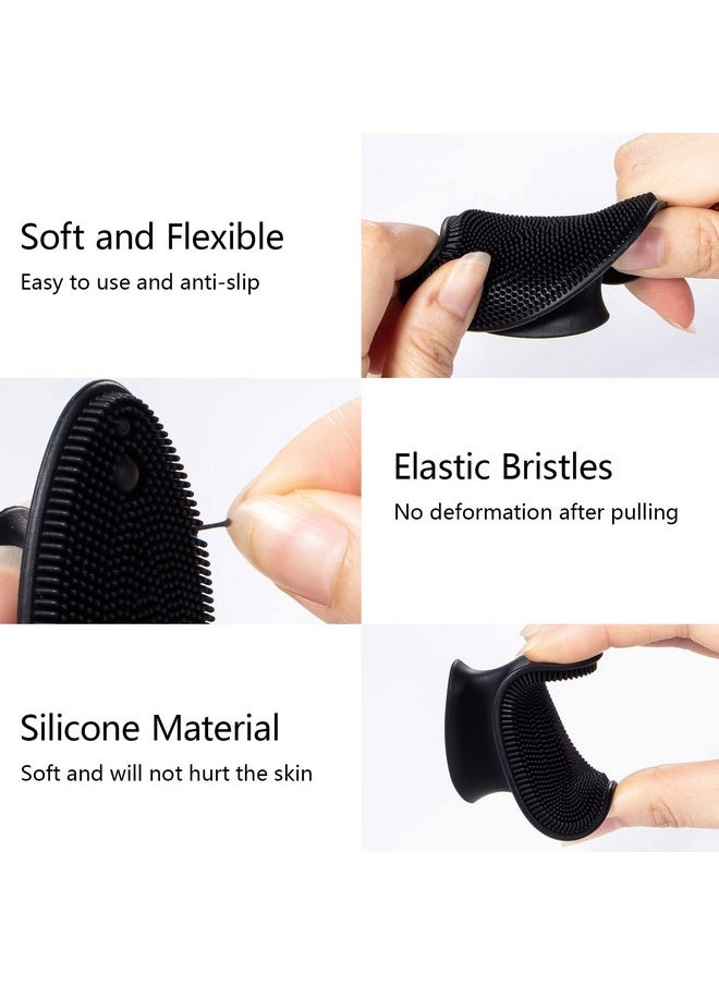 Beomeen 4 Pack Silicone Face Scrubberbeomeen Facial Cleansing Brush Soft Silicone Facial Exfoliation And Massage Brush Blackhead Scrubber For Men And Women (Black)  - Image 3