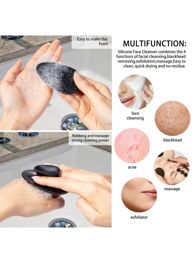 Beomeen 4 Pack Silicone Face Scrubberbeomeen Facial Cleansing Brush Soft Silicone Facial Exfoliation And Massage Brush Blackhead Scrubber For Men And Women (Black)  - Image 5