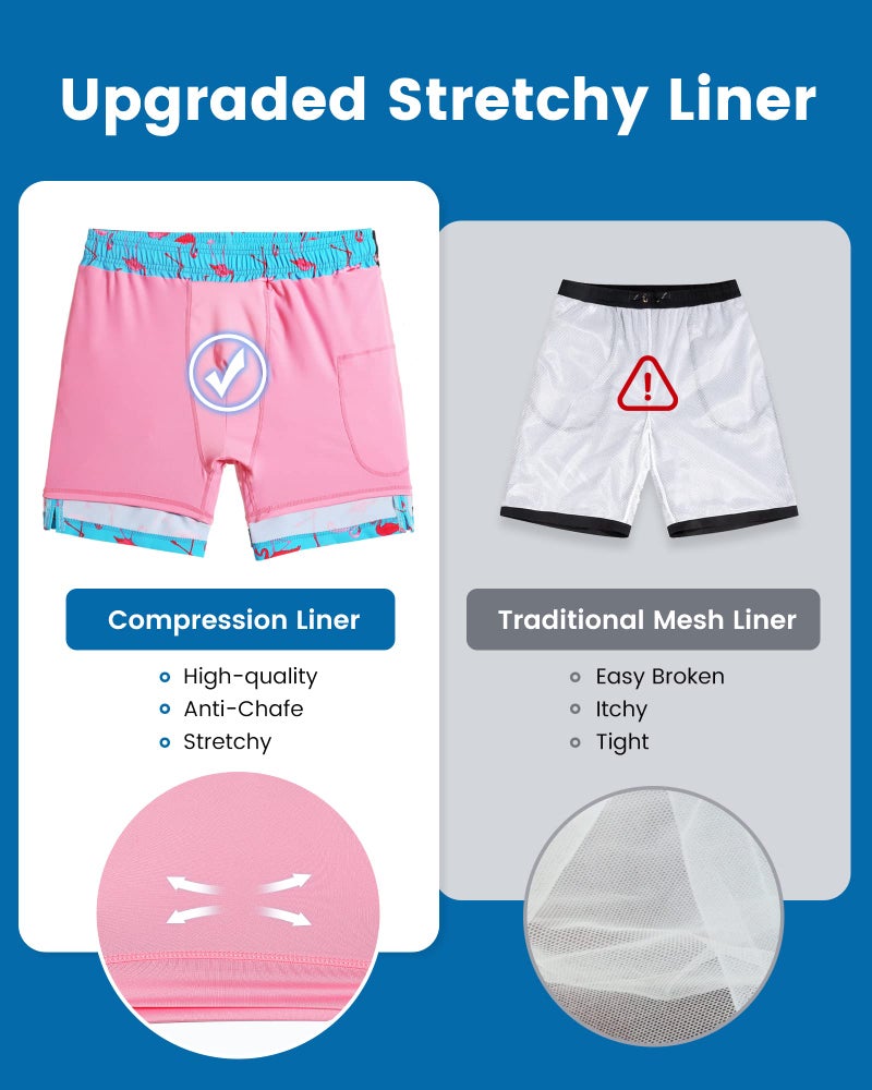 maamgic Swim Trunks Men 2 in 1 Mens Bathing Suit 7 Inch Quick Dry Mens Swimming Trunks with Zipper Pockets - Image 3