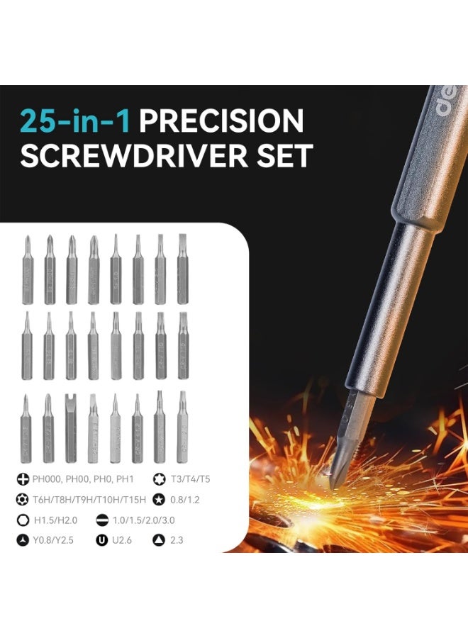 Deli 25-in-1 Precision Screwdriver Sets Magnetic Mini Repair Tool Kit for Home, DIY, Computer, Controller, Glasses, Drone, Watch, Phone, Pad, Switch, PS5, XBOX, Macbook, Electronic. Gift for man. - Image 2