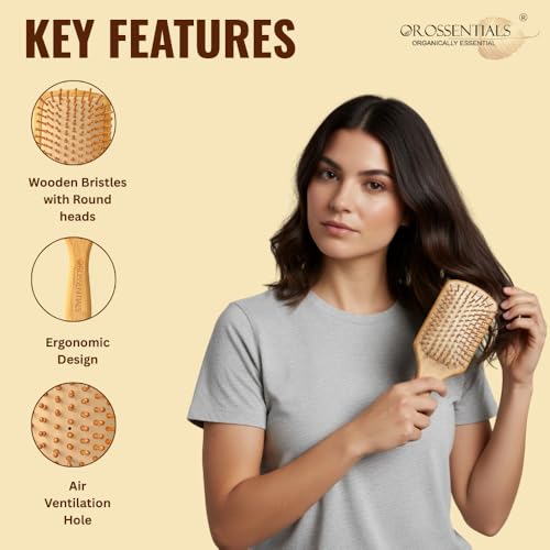 OROSSENTIALS Neem Wood Comb/Hair Brush for Healthy Hair Care - Image 4