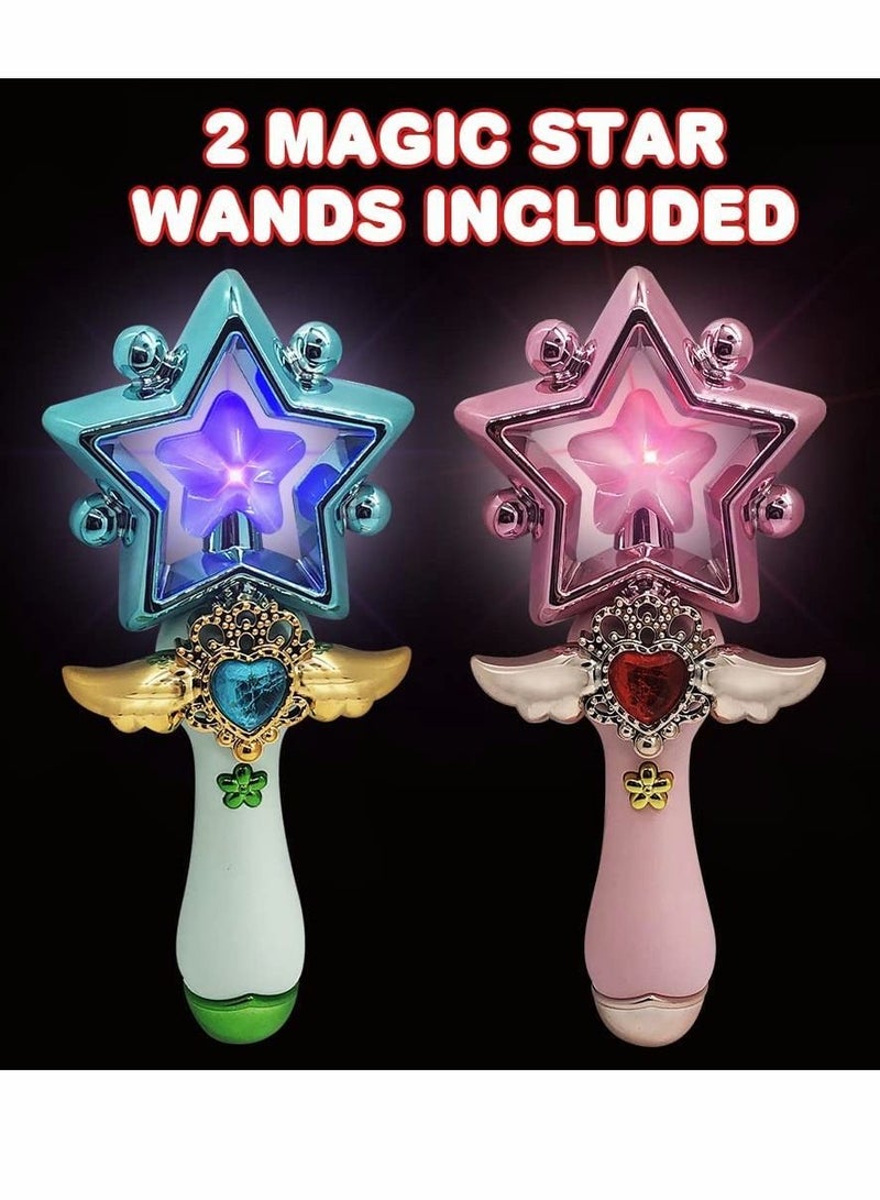 سيوسي تضيء عصا سحرية نجمة 2 8 بوصة أميرة جميلة عصا سحرية ، مع تأثير الدوي وميض الصوت السحري ، والبطاريات بما في ذلك لعبة وهمية الدعائم أفضل هدية عيد ميلاد الحزب المفضلة للأطفال ( نجوم ) - Image 2