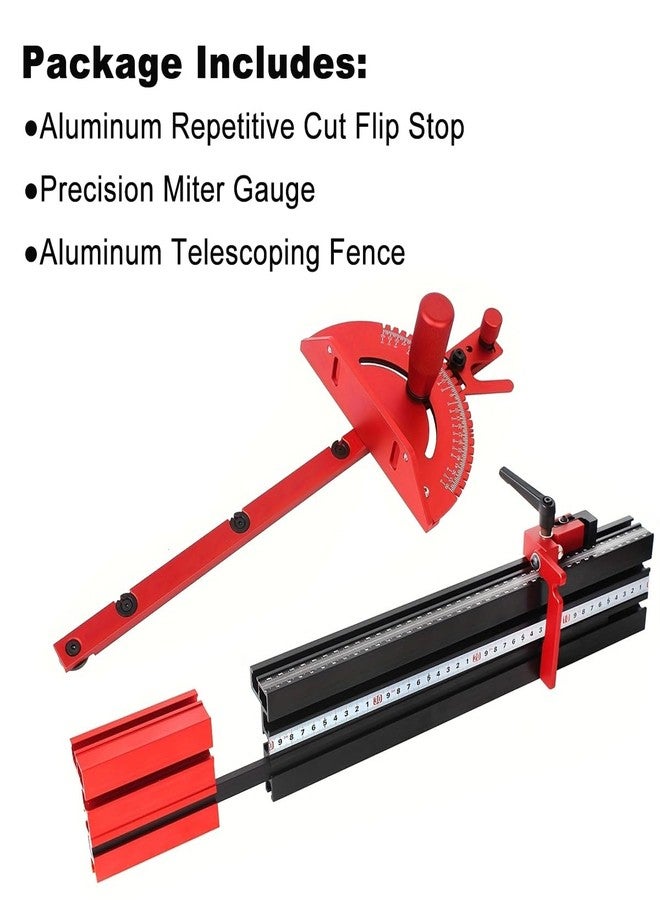 JCFANTS Table Saw Miter Gauge,Mitre Gauge for Table Saw Precision Miter Gauge w/Telescoping Fence and Dual Flip Shop Stop, Aluminum Miter Fence w/45 degree Angled Ends for Maximum Stock Support - Image 5
