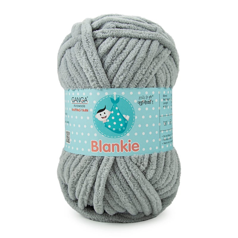 Ganga Acrowools Polyester Blankie is A Super Soft Chenille Yarn. Oekotex Class 1 Certified. Safe for Babies. Pack of 2 Balls - 100Gm Each. (Light Grey) - Image 4