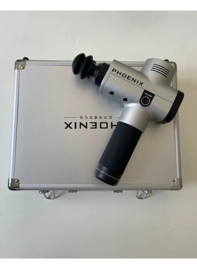 فينيكس مسدس تدليك احترافي مزود بـ 9 رؤوس قابلة للتبديل - جهاز تدليك عميق للأنسجة لاستعادة العضلات وتسكين الألم والاسترخاء - تصميم خفيف الوزن مع حقيبة حمل معدنية فاخرة - Image 2