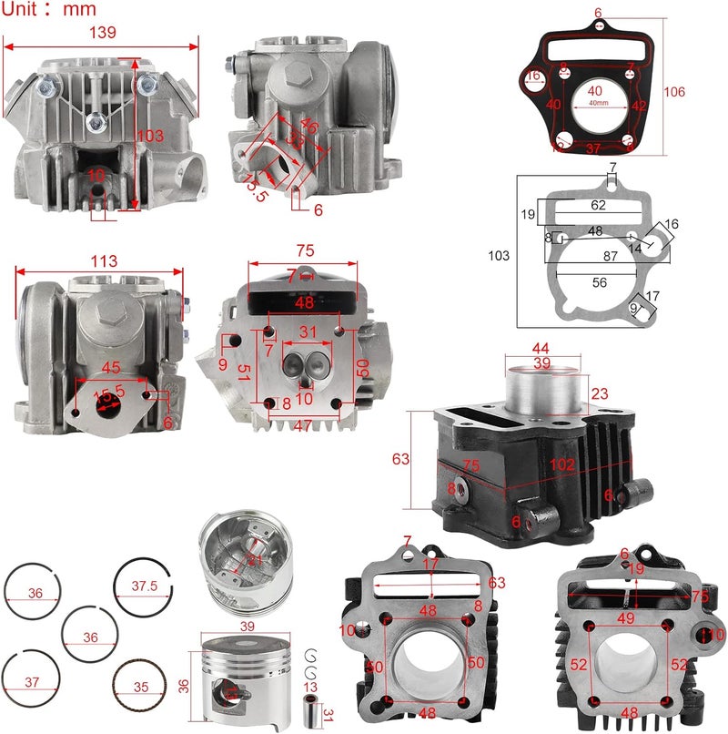 FLYPIG 39mm Big Bore Cylinder Rebuild Assembly Kit for Honda 50CC Z50 Z50R XR50 CRF50 Dirt Bike Go Kart - Image 2