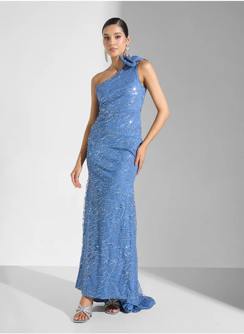 نمشي x One Shoulder Shimmer  Dress