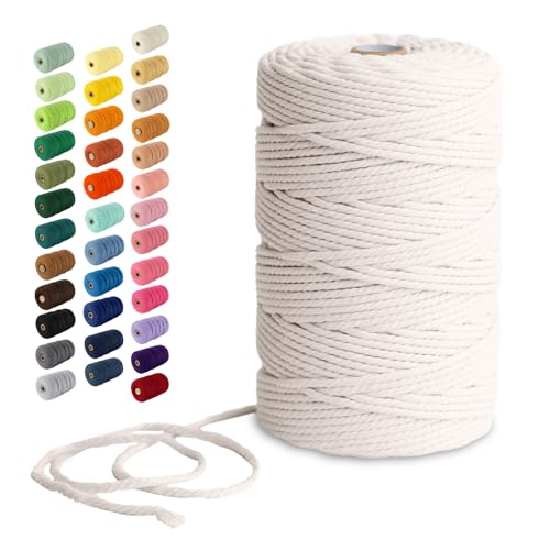 Nook Theory Cotton 3mm Macrame Cord 220 Yards - 4mm 5mm Soft Macrame Rope Perfect for Knots - Supplies for Wall Hangers & Boho Decorations - Cotton String (Cream 3mm 220 Yards) - Image 1