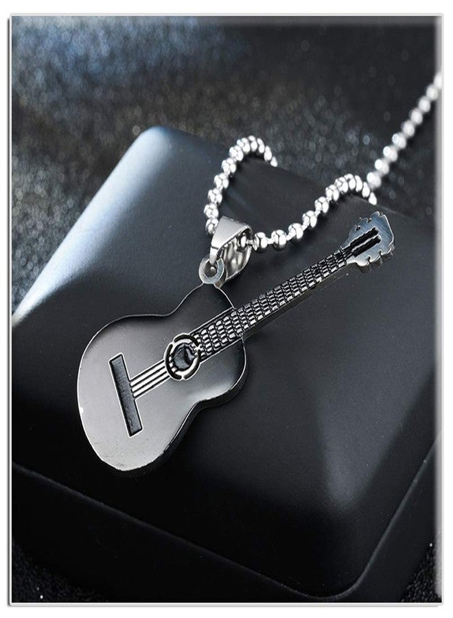 Xusamss Punk Rock Music Style Titanium Steel Guitar Pendant Necklace,24inches Box Chain - Image 5