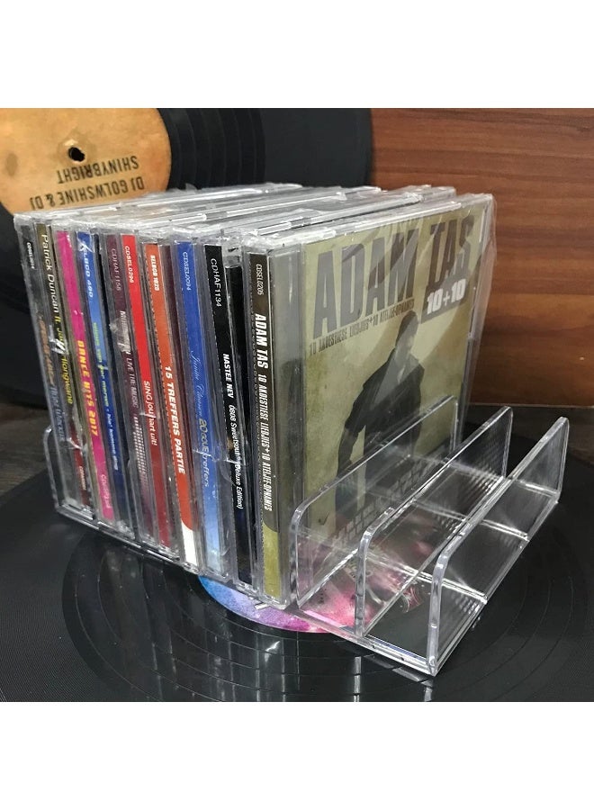 AUXPhome صندوق تخزين DVD/CD أكريليك شفاف حامل أقراص مضغوطة - صينية أقراص مضغوطة تحمل حتى 14 علبة أقراص مضغوطة لتخزين وتنظيم الوسائط على الرفوف للمطبخ/الحمام/الخزائن. - Image 5