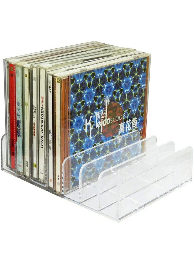AUXPhome صندوق تخزين DVD/CD أكريليك شفاف حامل أقراص مضغوطة - صينية أقراص مضغوطة تحمل حتى 14 علبة أقراص مضغوطة لتخزين وتنظيم الوسائط على الرفوف للمطبخ/الحمام/الخزائن. - Image 4