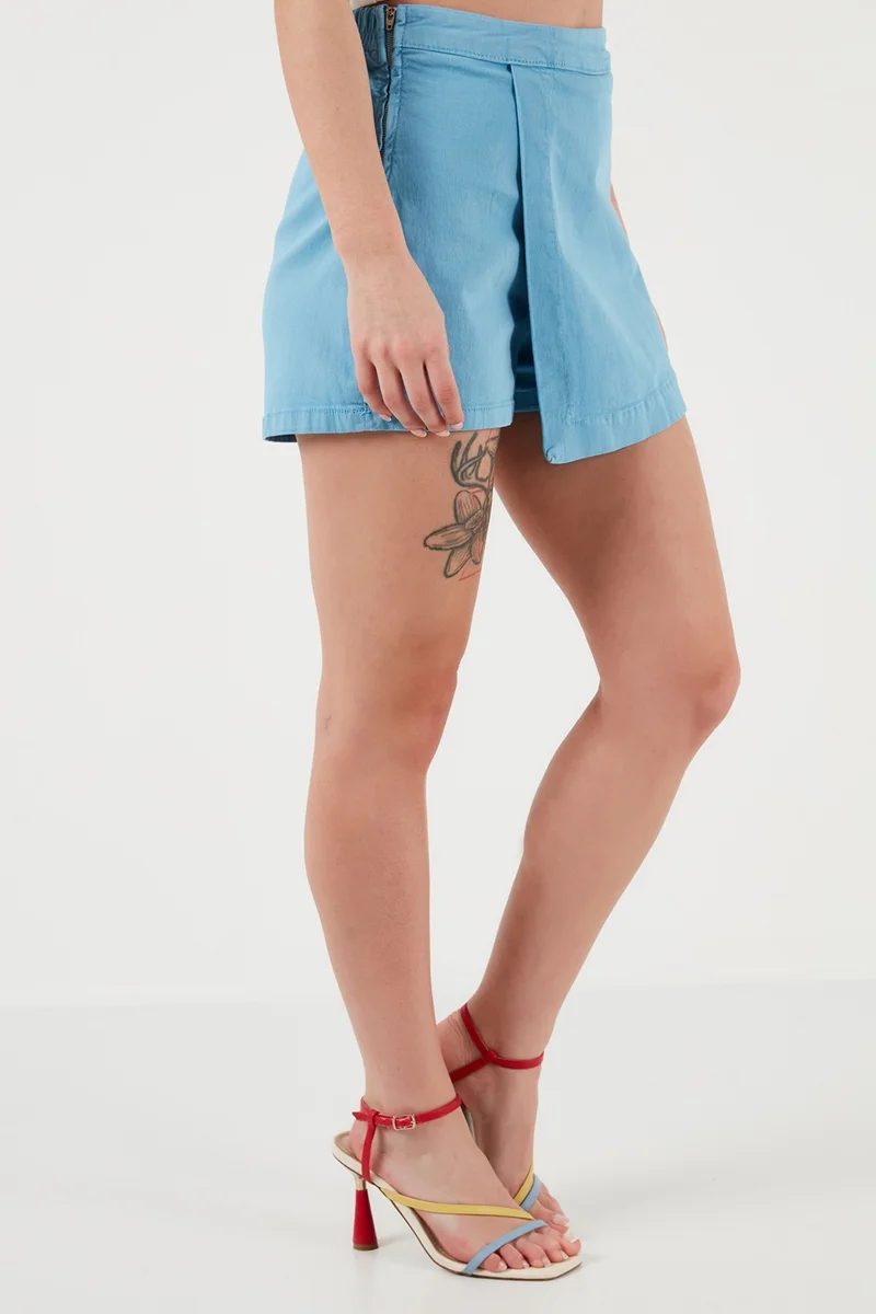 Lela Cotton Zippered Asymmetric Mini Short Skirt Women's Short Skirt 668YP4411