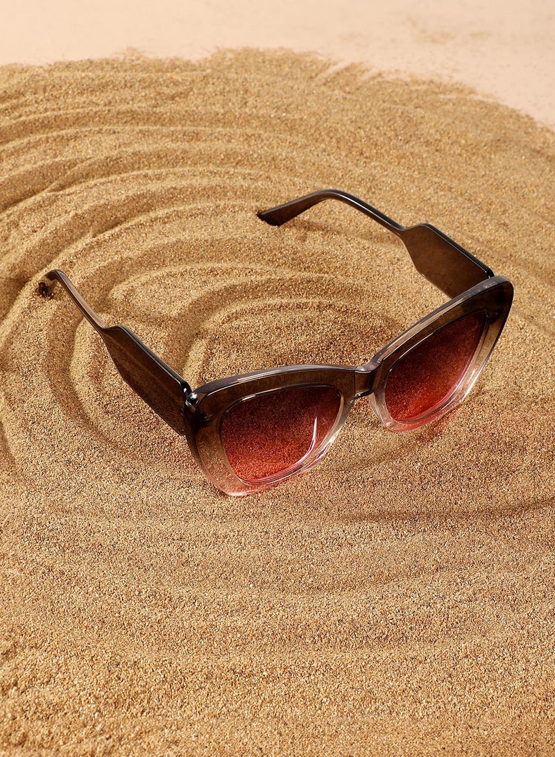 Haute Sauce Women's The City Cateye Sunglasses For Casual Wear | One-Size | Charcoal Black Polycarbonate Frame | Midnight Black Polarized Lens | Full Rim | Eyewear For Woman & Girls - Image 1