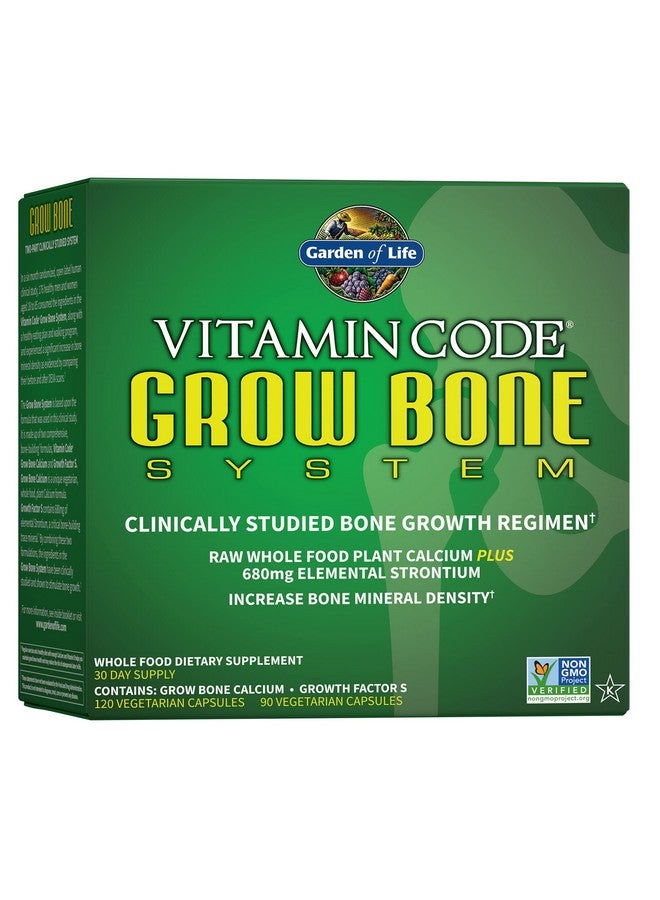 Garden of Life Garden of Life Calcium Supplement - Vitamin Code Grow Bone Made with Whole Foods, Strontium, Magnesium, K2 MK7, Vitamin D3 & C Plus Probiotics for Gut Health, 30 Day Supply  - Image 1