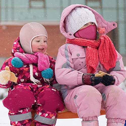 Funtery 4 Pcs Winter Kids Balaclava Face Mask for Boy Girl Warm Windproof Fleece Face Mask for Skiing Cycling Gear(Black, Purple, Rose, Pink) - Image 3