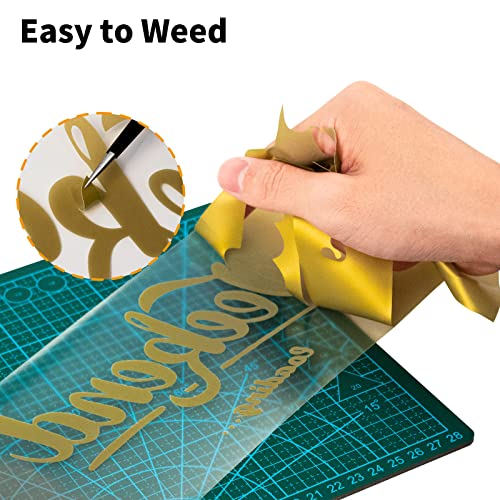 VinylRus Heat Transfer Vinyl-12” x 25FT Iron on Vinyl Roll for Shirts, HTV Vinyl for Silhouette Cameo, Easy to Cut & Weed(Gold) - Image 4