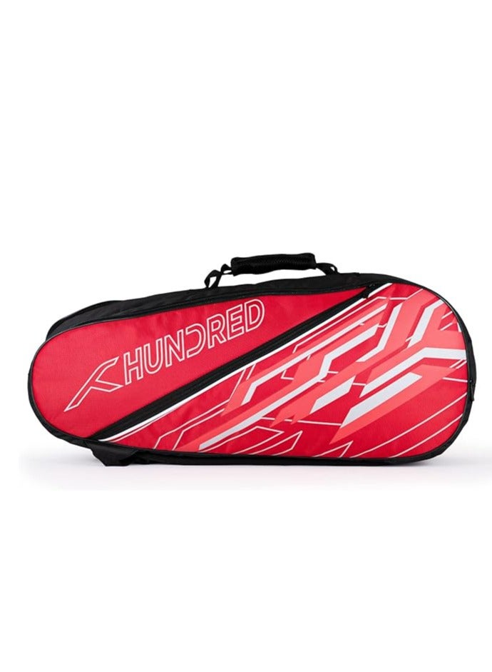 HUNDRED Two Step Badminton and Tennis Racquet Kit Bag | Size: Medium/6in1 | Polyester | Multiple Compartment with Side Pouch | Easy-Carry Handle | Padded Back Straps | Front Zipper Pocket  - Image 1