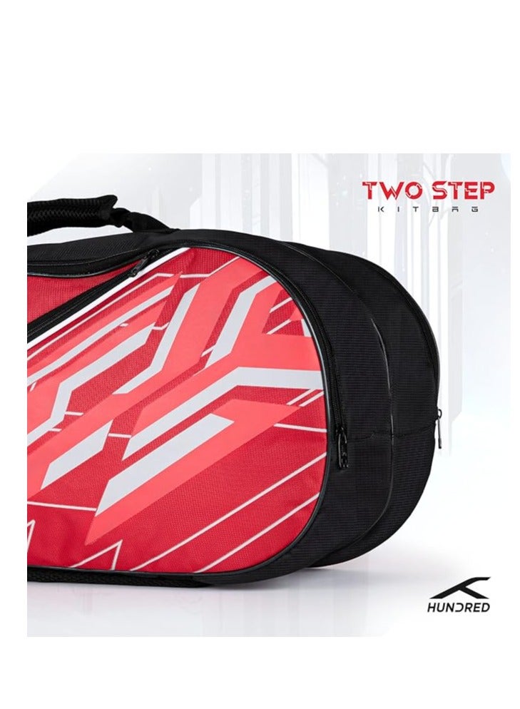 HUNDRED Two Step Badminton and Tennis Racquet Kit Bag | Size: Medium/6in1 | Polyester | Multiple Compartment with Side Pouch | Easy-Carry Handle | Padded Back Straps | Front Zipper Pocket  - Image 2
