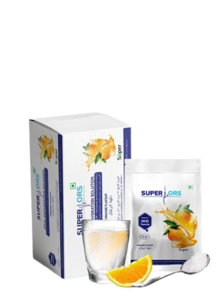 سوبر محلول معالجة الجفاف عن طريق الفم سوبر أو آر إس، 21 جرام، 25 كيسًا (بنكهة البرتقال) - Image 1