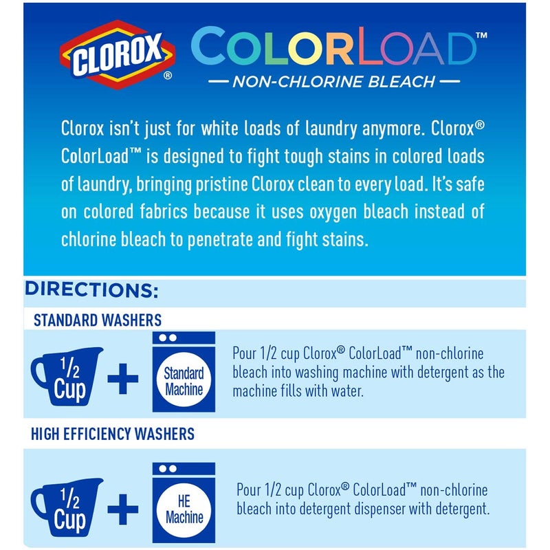Clorox ColorLoad Non-Chlorine Bleach, 60 Ounce Bottle, Pack of 2, 120 Ounces Total - Image 3
