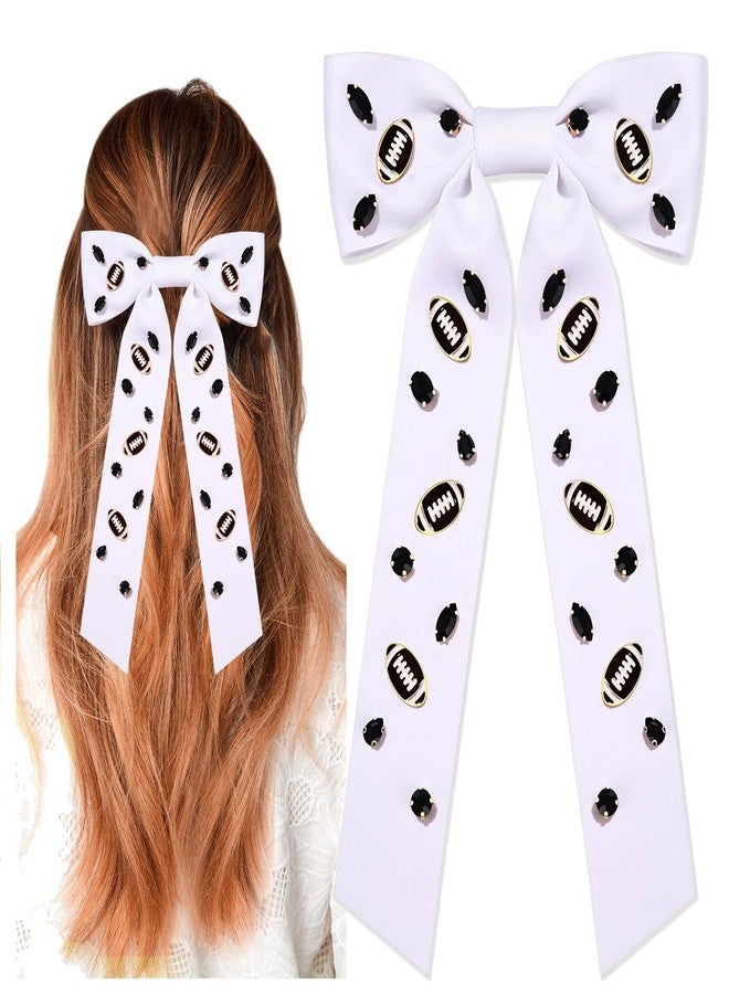 CEALXHENY Game Day Football Hair Bows Accessories for Women Jeweled Large Ribbon Bow Clips Red Blue Spirit Day Accessories Game Day Outfits Sports Team Spirit Football Mom Accessories Gifts (Pattern A1) - Image 1