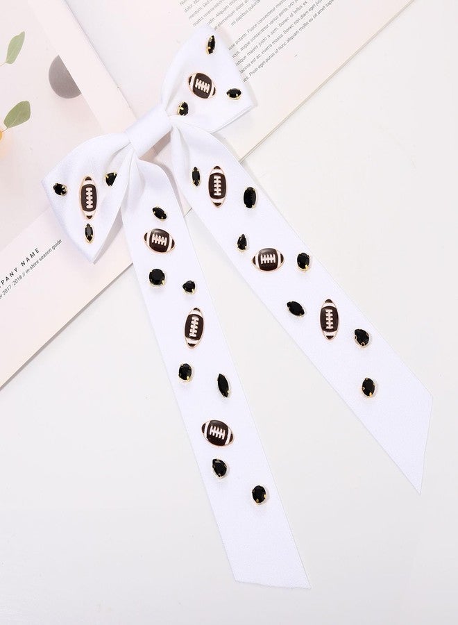 CEALXHENY Game Day Football Hair Bows Accessories for Women Jeweled Large Ribbon Bow Clips Red Blue Spirit Day Accessories Game Day Outfits Sports Team Spirit Football Mom Accessories Gifts (Pattern A1) - Image 5