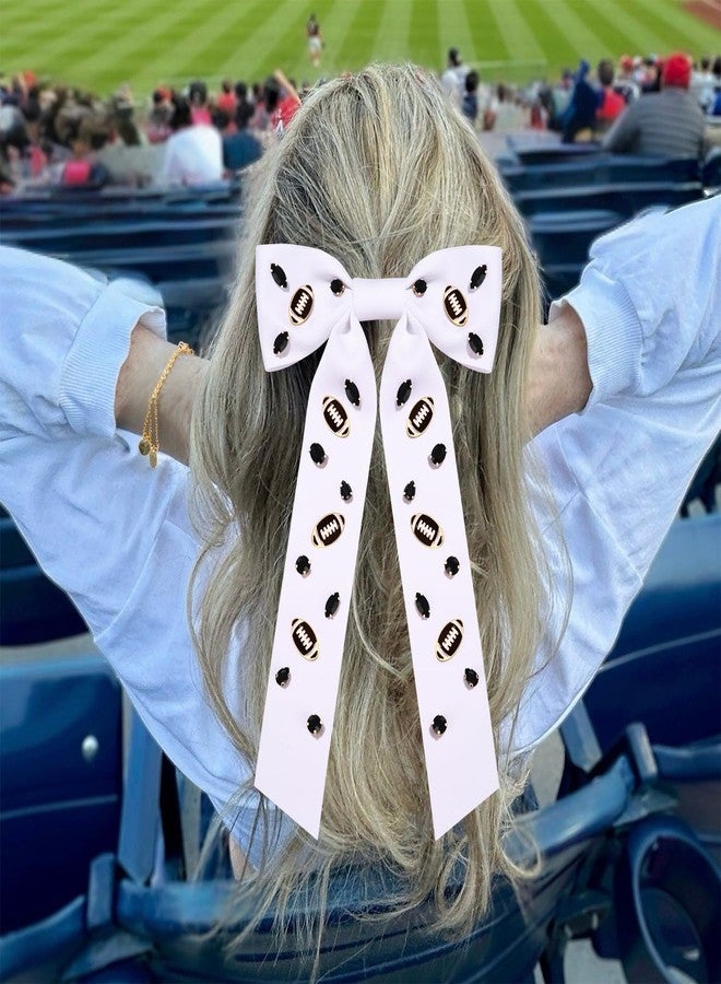 CEALXHENY Game Day Football Hair Bows Accessories for Women Jeweled Large Ribbon Bow Clips Red Blue Spirit Day Accessories Game Day Outfits Sports Team Spirit Football Mom Accessories Gifts (Pattern A1) - Image 3