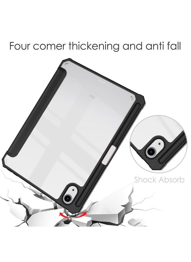 iPad Mini 6 Case 8.3 inch, Trifold Flip Slim Leather with Pen Holder, Auto Wake Sleep, Smart Magnetic Cover Clear Acrylic Back Shockproof Case for iPad Mini 6 8.3 inch(Black) - Image 5
