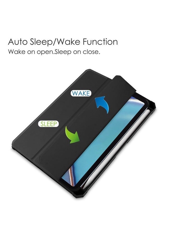 iPad Mini 6 Case 8.3 inch, Trifold Flip Slim Leather with Pen Holder, Auto Wake Sleep, Smart Magnetic Cover Clear Acrylic Back Shockproof Case for iPad Mini 6 8.3 inch(Black) - Image 4