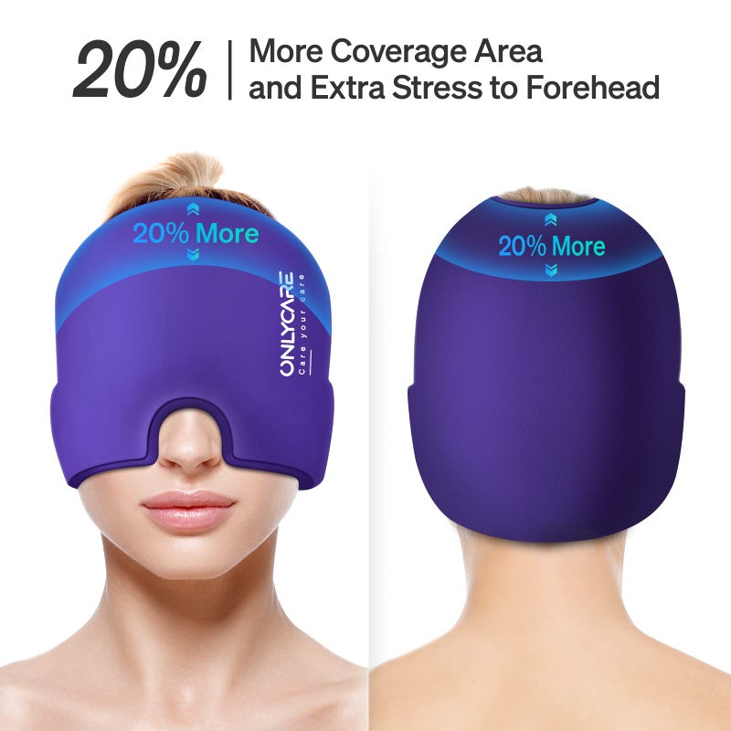 ONLYCARE Migraine Relief Cap, Soothing Headache Hat, Upgraded Odorless Gel Ice Head Wrap, Hot and Cold Therapy, Headache Ice Pack for Tension and Stress(Purple) - Image 4