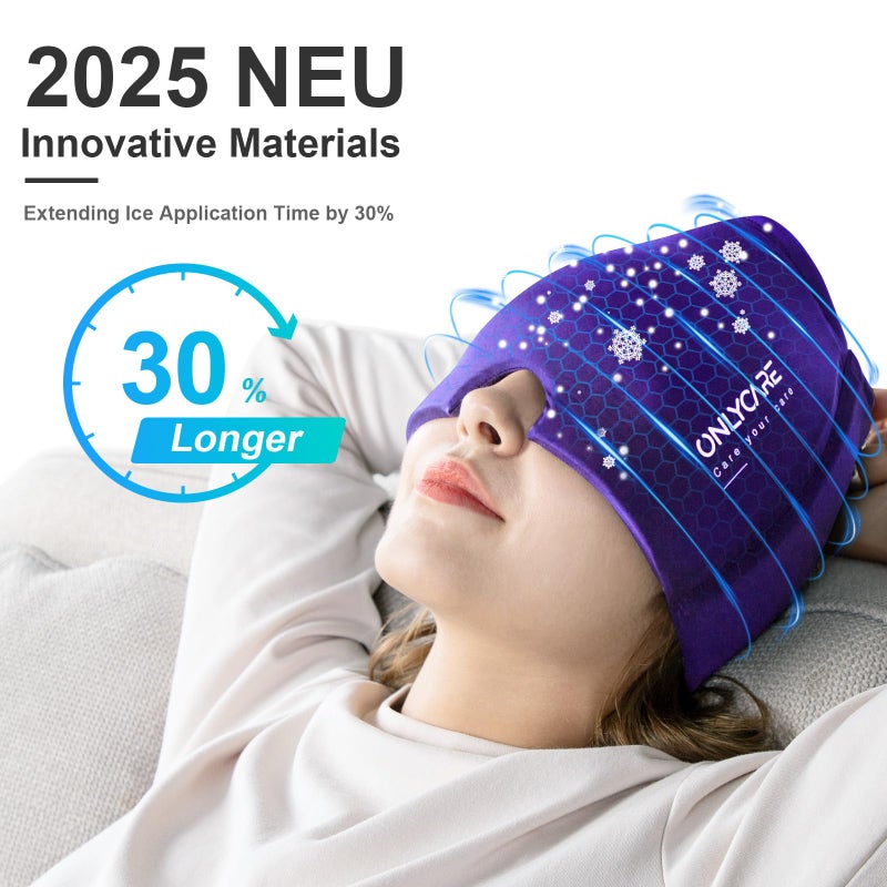 ONLYCARE Migraine Relief Cap, Soothing Headache Hat, Upgraded Odorless Gel Ice Head Wrap, Hot and Cold Therapy, Headache Ice Pack for Tension and Stress(Purple) - Image 2
