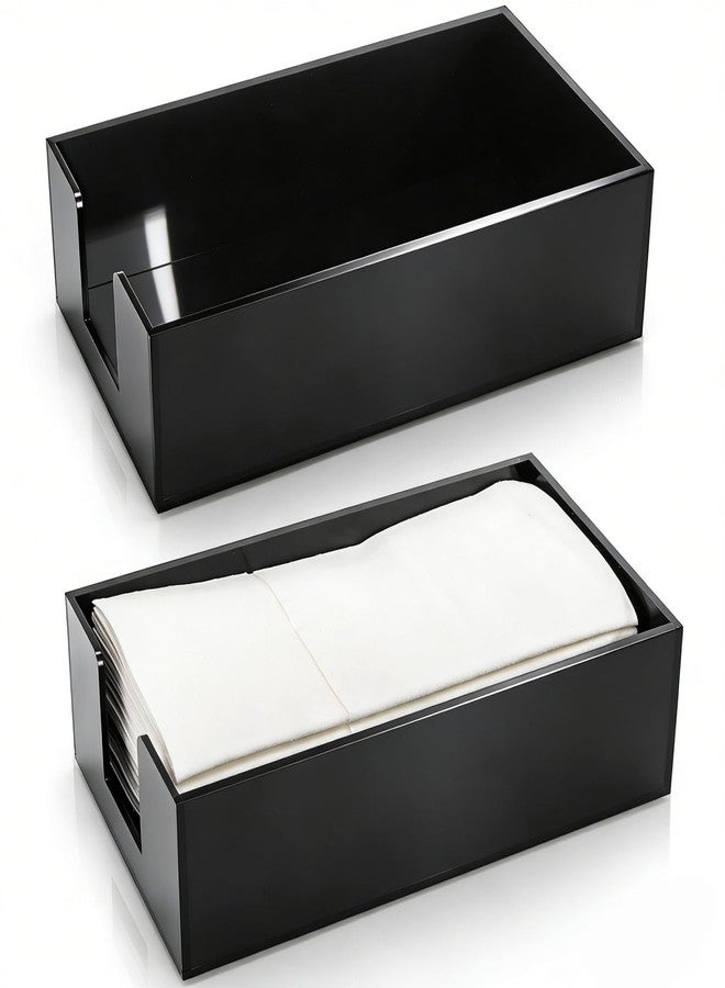 Cididu 2 Pack Acrylic Napkin Holder, Black Guest Towel Holder Tray for Bathroom, 0.12'' Thickness Disposable Paper Hand Towel Storage Tray, Modern Flat Napkin Holders for Kitchen Table Dinning Party - Image 1