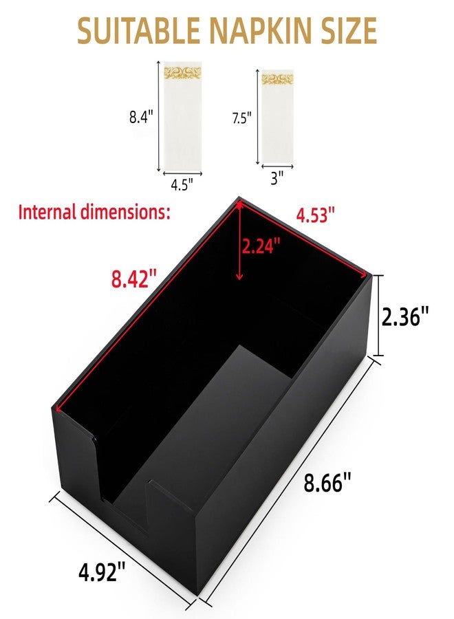 Cididu 2 Pack Acrylic Napkin Holder, Black Guest Towel Holder Tray for Bathroom, 0.12'' Thickness Disposable Paper Hand Towel Storage Tray, Modern Flat Napkin Holders for Kitchen Table Dinning Party - Image 2