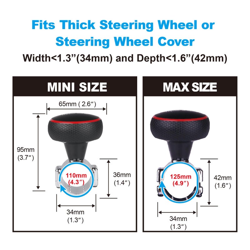Hypersonic Large Steering Wheel Knob Spinners, Vehicle Steering Wheel Spinners Ball Durable Suicide Knob for Car, SUV, Trucks, Tractors, Boat etc (Red) - Image 3