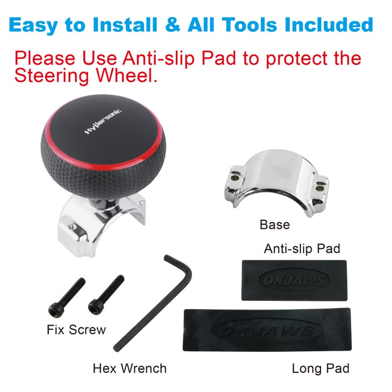Hypersonic Large Steering Wheel Knob Spinners, Vehicle Steering Wheel Spinners Ball Durable Suicide Knob for Car, SUV, Trucks, Tractors, Boat etc (Red) - Image 5
