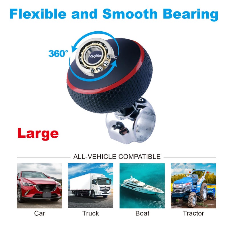 Hypersonic Large Steering Wheel Knob Spinners, Vehicle Steering Wheel Spinners Ball Durable Suicide Knob for Car, SUV, Trucks, Tractors, Boat etc (Red) - Image 4