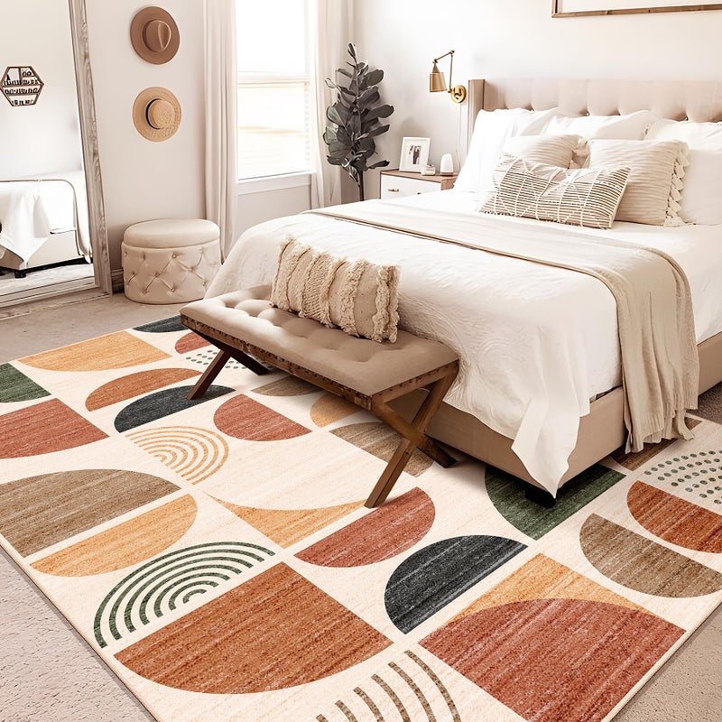 MUJOO Washable Area Rug 6x9,Boho Rugs for Living Room Bedroom Dining Room,Large Throw Floor Carpet Non Slip Soft Modern Abstract Bohemian Terracotta - Image 2