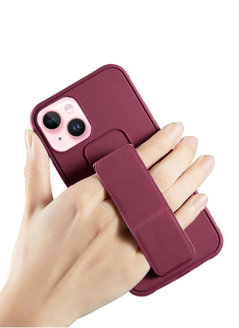 Wtech TPU Rubber Silicone Hand Grip Protective Phone Case Cover For Apple iPhone 15 Maroon  - Image 2
