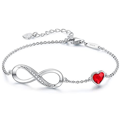 CDE Infinity Heart Symbol Charm Link Bracelet for Women 925 Sterling Silver Adjustable Mother's Day Gift Anniversary Jewelry Christmas Birthday Gifts for Wife Girlfriend Her - Image 1